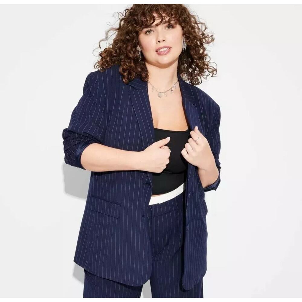 Wild Fable Oversized Blazer Blue Pinstripe Women's XS NWT